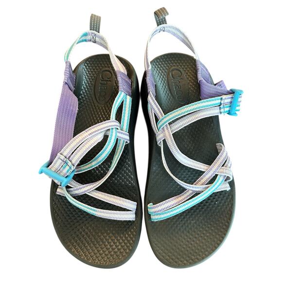 Chaco Sandals Size 4 ZX/1 EcoTread Sandal Big Kid Vary Purple Rose Double Strap - Picture 6 of 10